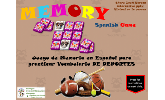 Free Spanish Interactive Memory Game to Practice Los Deportes
