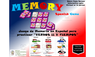 Free Spanish Interactive Memory Game - Verb Tense: Present=Past-Future