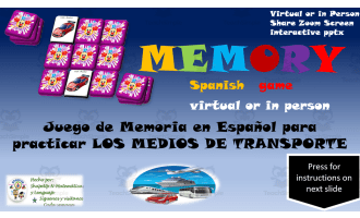 Free Spanish Memory Game to Practice Medios de Transporte