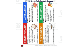 FREE STEM Group Role Cards & Desk Badges (K–12)