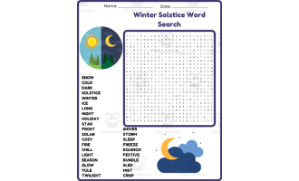 FREE Winter Solstice Word Search Puzzle Worksheet Activity