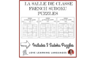 French Classroom Vocabulary - L'École - Sudoku Puzzles