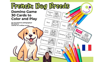 French: Dog Breeds Coloring Domino – Fun and Educational Game - Chien