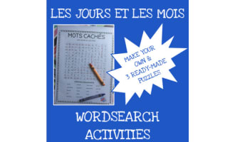 French: Months and Days Word Search Activities
