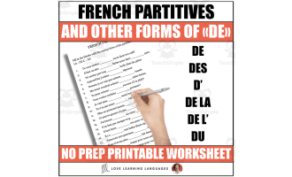 French Partitive Articles & More Ways to Use DE Worksheet Activity