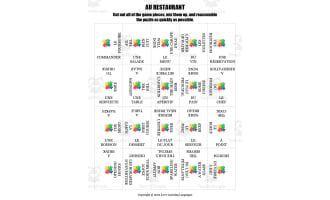 French: RESTAURANT Vocabulary Puzzle