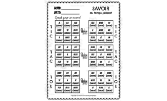 French: SAVOIR Present Tense Tic Tac Toe Game