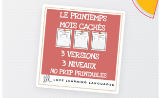 French spring theme word search printables - 3 levels - Le printemps mots cachés