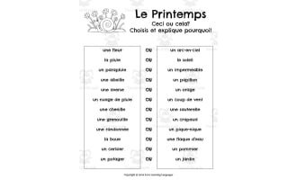 French: This or That Spring Worksheet - Le Printemps Ceci ou cela?