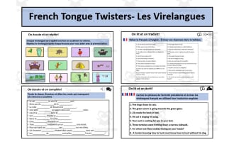 French: Tongue Twisters- Activities