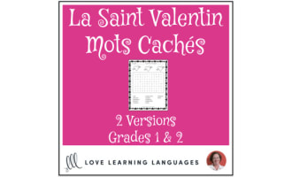 French: Valentine's Day Word Search - Grades 1 & 2