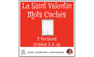 French: Valentine's Day Word Search - Grades 5 & UP