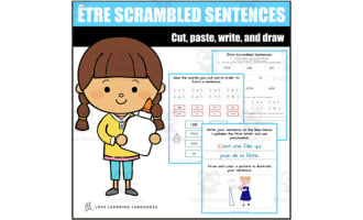 French Verb Être Scrambled Sentences Activities - Cut, Paste, Write, Draw