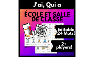 French Vocab Review Game Mots de l'école J'ai, Qui a, Editable