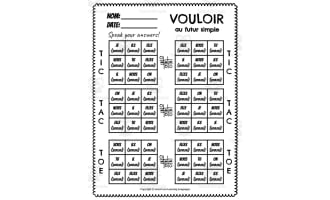 French: Vouloir Futur Simple Tic Tac Toe Game