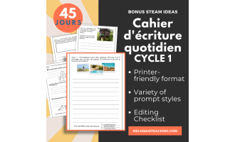 French Warm-Up Writing Journal Printable, Editing List, 45 Days