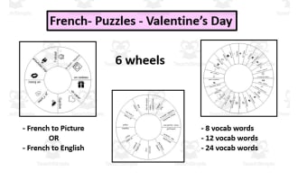 French- Wheel Puzzles- Valentine's Day