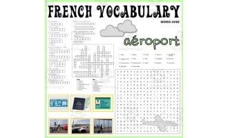French Word Games Puzzles Crossword Wordsearch Anagram AIRPORT