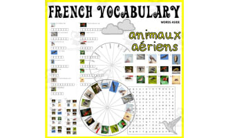 French Word Puzzles Crossword Wordsearch Anagram AIR ANIMALS