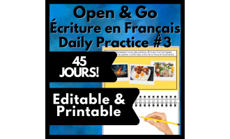 French Writing Prompt Journal, 45-Days Warm-Up, Editable #3