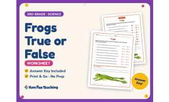 Frogs True or False Worksheet – 3rd Grade Animals Practice