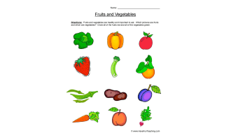 Fruits and Vegetables Worksheet