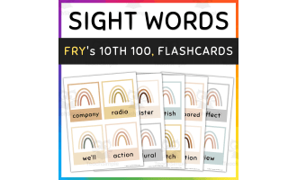 Fry Sight Word Flash Cards: 10th 100, Boho Rainbow, [SET 3]