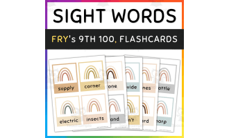 Fry Sight Word Flash Cards: 9th 100, Boho Rainbow, [SET 3]