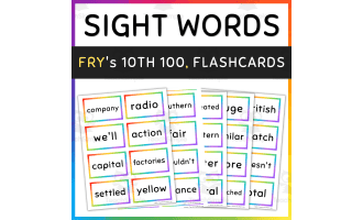 Fry Sight Words Flash Cards Rainbow Borders, 10th 100