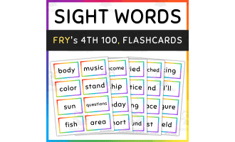 Fry Sight Words Flash Cards Rainbow Borders, 4th 100