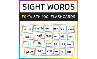 Fry Sight Words Flash Cards Rainbow Borders, 5th 100