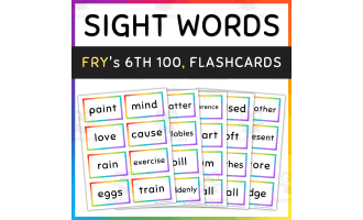 Fry Sight Words Flash Cards Rainbow Borders, 6th 100