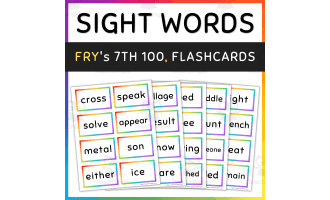 Fry Sight Words Flash Cards Rainbow Borders, 7th 100