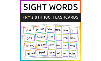 Fry Sight Words Flash Cards Rainbow Borders, 8th 100