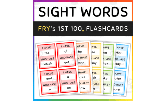 Fry Sight Words, I Have Who Has Game, Flash Cards, 1-100, [SET 2]