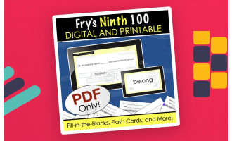 Fry's Ninth 100 Sight Words - Digital and Printable Fill-in-the-Blanks Quiz, Flashcards + More