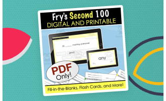 Fry's Second 100 Sight Words - Digital and Printable Fill-in-the-Blanks Quiz, Digital Flashcards + More