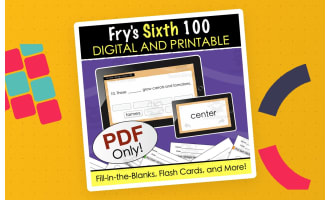 Fry's Sixth 100 Sight Words - Digital and Printable Fill-in-the-Blanks Quiz, Flashcards + More