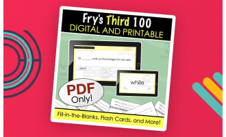 Fry's Third 100 Sight Words - Digital and Printable Fill-in-the-Blanks Quiz, Digital Flashcards + More