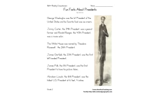 Fun Facts About Presidents - Reading Comprehension Worksheet