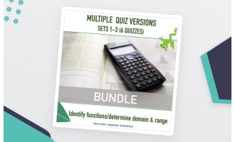 Functions Domain & Range Quiz - Multiple Versions Bundle