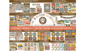 Funk and Groove Retro Gender Neutral Classroom Decor Bundle Canva