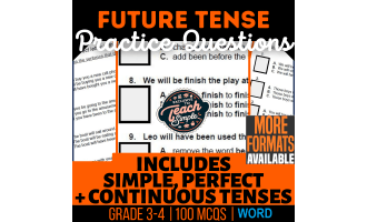 Future Tense Practice Questions - Grammar Grade 3-4 (Word)