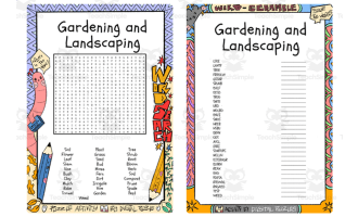 Gardening and Landscaping word search & scramble