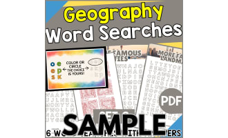 Geography Word Search - Set 2: 1 Page Sample (PDF)