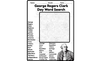 George Rogers Clark Day Word Search 2rd 3th 4th 5th Grade worksheet
