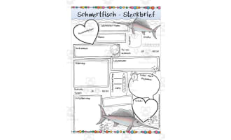 German: Animal Characteristics Worksheet - Swordfish Printable