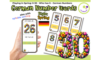 German: Spring-Themed Number Learning Game: Who Has It? DAF DAZ