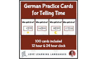 German: Telling Time Practice Cards
