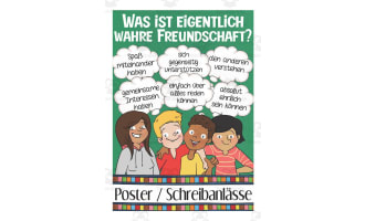 German: What is True Friendship? | Fact Sheet Poster and Writing